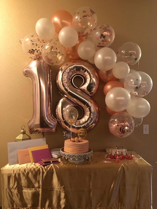 15 Balloons Number, 15th Birthday Decorations for Girls Boys, 51st Rose Gold Birthday Party Decorations 40 In Balloons for Wedding, Celebration Party, Graduations