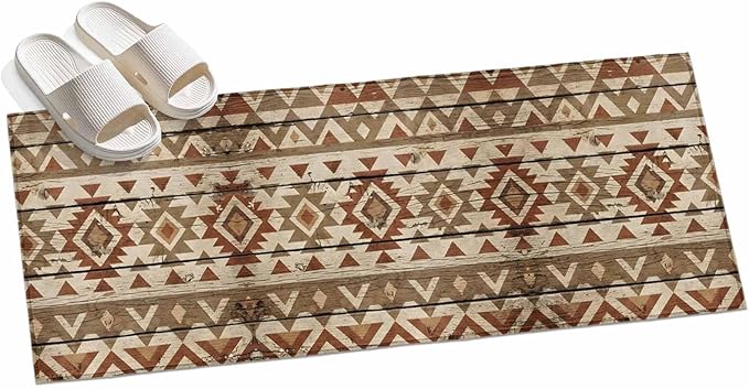 Runner Rug for Bedroom Hallway, Rustic Aztec Style Pattern Kitchen Runner Rugs Area Rug 2x6ft, Southwestern Geometric Art Washable Soft Floor Carpet for Entryway Stair