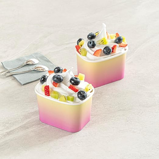 Coppetta 12 Ounce Dessert Cups, 200 Greaseproof Ice Cream Cups - Lids Sold Separately, For Hot And Cold Foods, Orange And Blue Ombre Paper Yogurt Bowls, Disposable, Sturdy - Restaurantware