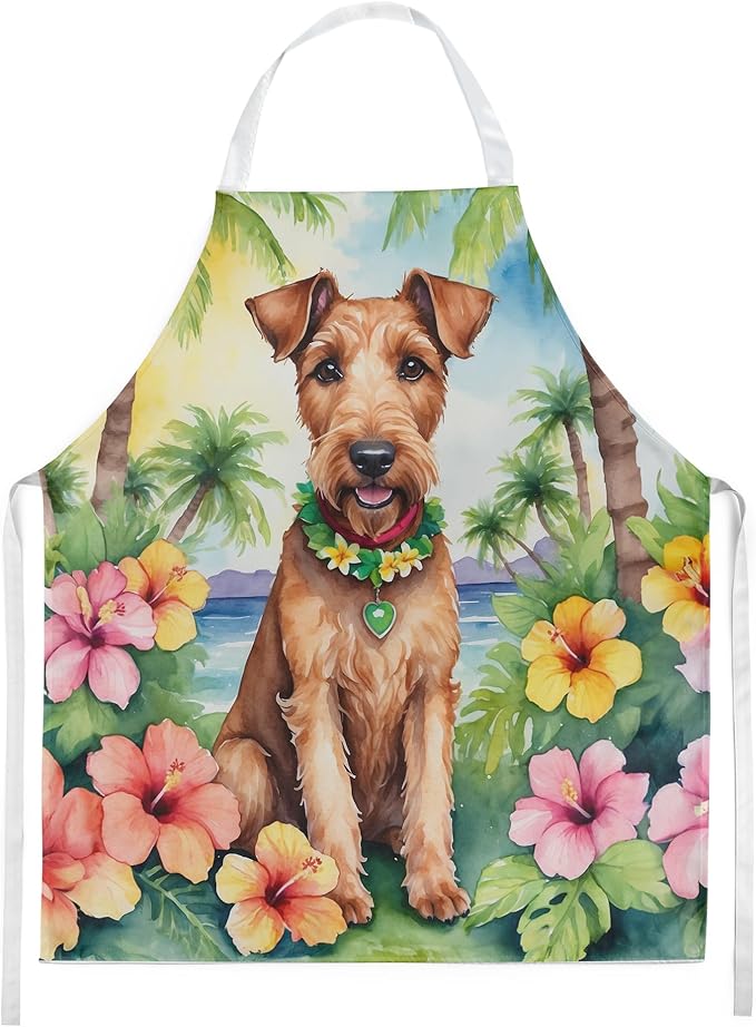 Caroline's Treasures Irish Terrier Luau Apron Cooking Kitchen Server Baking Crafts Gardening for Adult Women Men, Unisex, Large, Multicolor