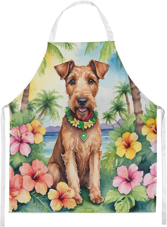 Caroline's Treasures Irish Terrier Luau Apron Cooking Kitchen Server Baking Crafts Gardening for Adult Women Men, Unisex, Large, Multicolor