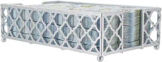 Boston International Paper Napkin Holder Caddy Dispenser for Kitchen Dining Buffet & Bar Countertops, 9" x 5.25" (Fits Guest Towel Size), Silver Trellis