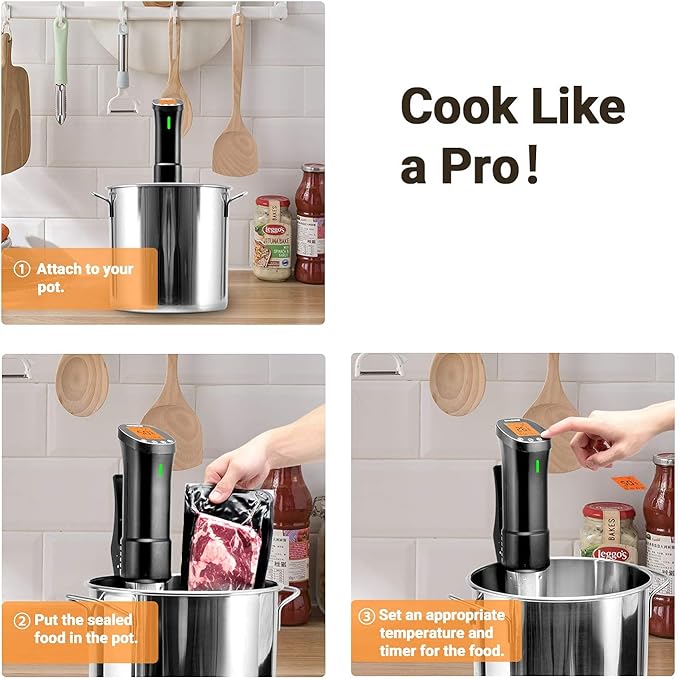 INKBIRD 2.4G Wifi Sous Vide Cooker ISV-200W, 1000W Sous Vide Machine, Remote Control Immersion Circulator with APP Recipes Timer Alarm Mobile Notification 3D Water Heating Ultra-Quiet