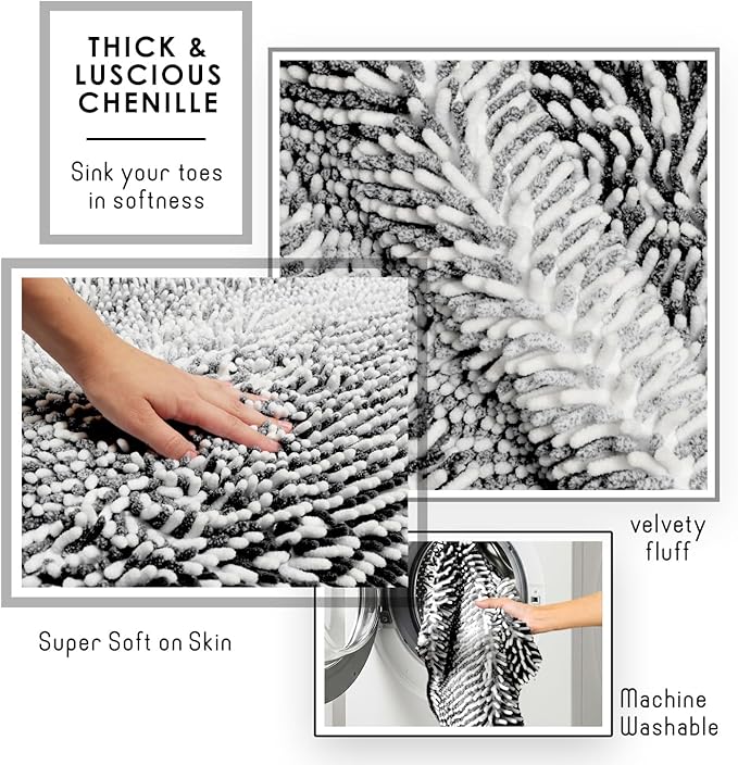 Clara Clark Bathroom Accessories Set - Bathroom Set, Bathroom Sets with Shower Curtain and Rugs, Shower Curtain Set with Bathroom Trash Can - Ombre Grey - 22PC