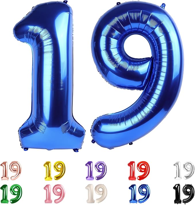 Numbers 19 Balloons, 19 Balloons, 19th Dark Blue Party Decorations 40 In Big 19th for Girl Boys Engagement, Wedding, Celebration Party, Graduations, Photo Shoot