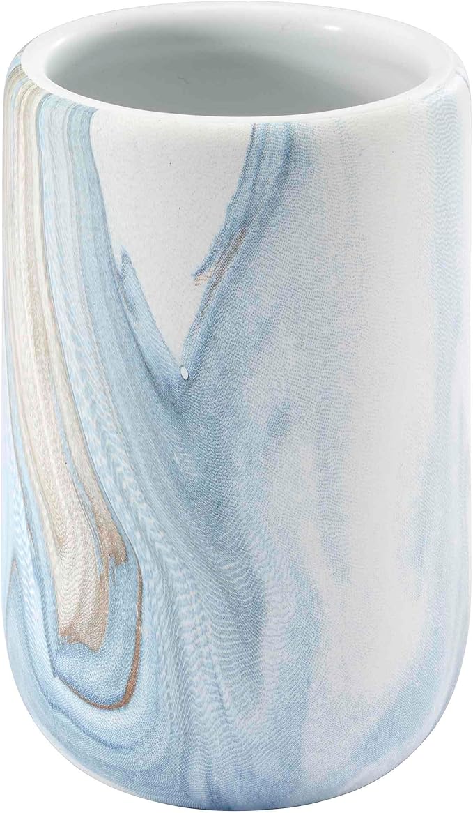 Avanti Linens - Tumbler, Resin Countertop Accessories, Guest Bathroom Essentials (Waves Collection, Blue)