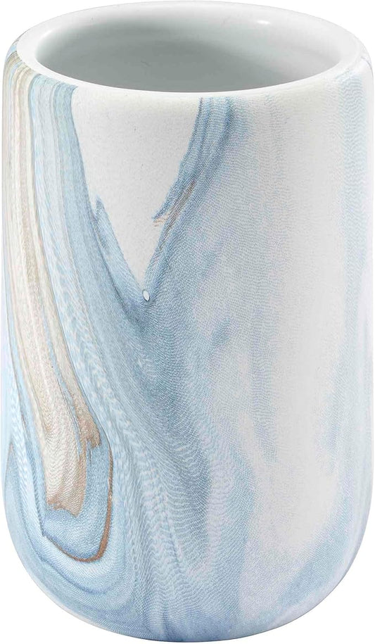 Avanti Linens - Tumbler, Resin Countertop Accessories, Guest Bathroom Essentials (Waves Collection, Blue)