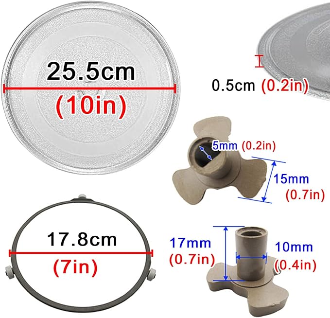 LIGUOYI Universals Microwave Turntable Glass Plate with 3 Fixtures, 0.5cm Thicke, 360° Microwave Glass Turntable Plate, Microwave Glass Tray Scratch-Resistants, High Temperature Resistants