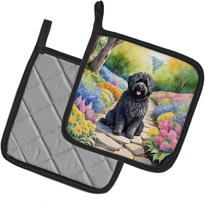 Caroline's Treasures Puli Spring Path Pair of Pot Holders Kitchen Heat Resistant Pot Holders Sets Oven Hot Pads for Cooking Baking BBQ, 7 1/2 x 7 1/2