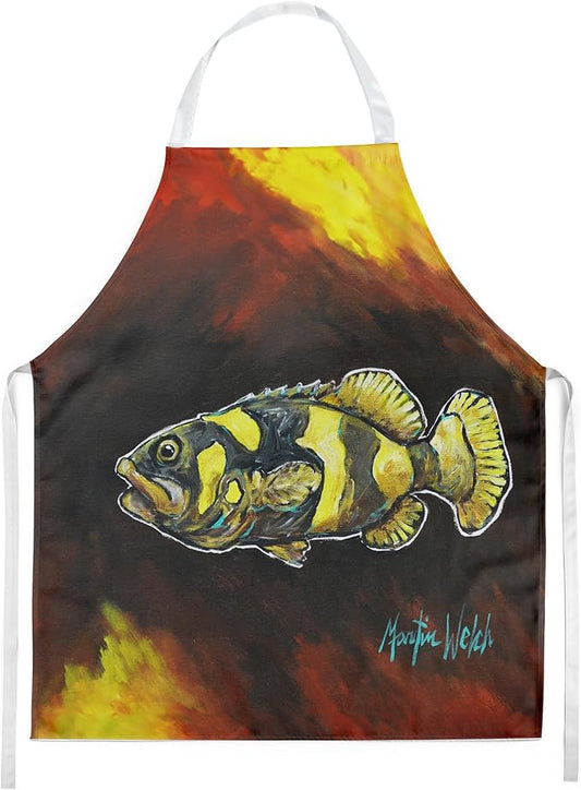 Caroline's Treasures Bumblebee Fish Apron Cooking Kitchen Server Baking Crafts Gardening for Adult Women Men, Unisex, Large, Multicolor