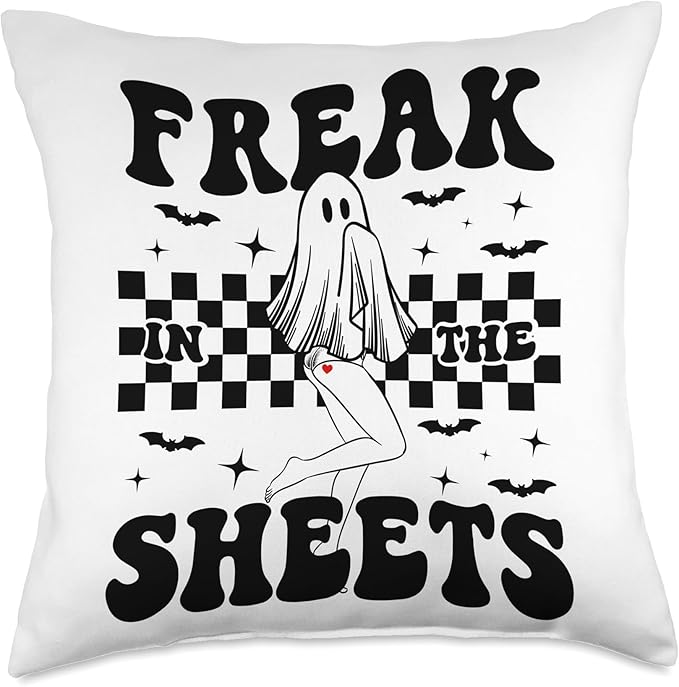 Freak in the Sheets Halloween Ghost Costume Cute Sexy Womens Throw Pillow