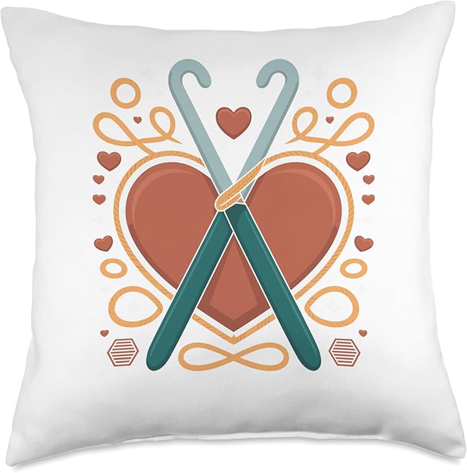 Yarn Lover Heart Crochet Hooks Throw Pillow