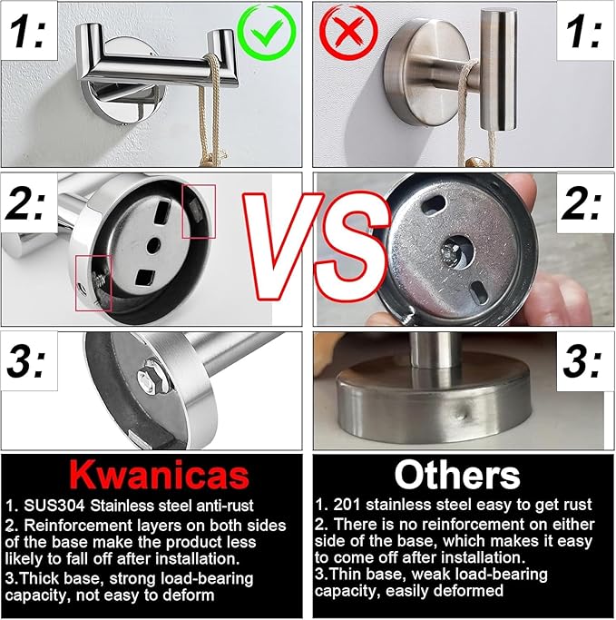 Towel Hooks for Bathrooms, Polished Chrome Towel Hook for Kitchen Bathroom, SUS304 Stainless Steel Coat Hook, Heavy Duty Double Towels Holder Hooks for Hanging Towels, Coats,Clothes,Wall Mount, 1 Pack