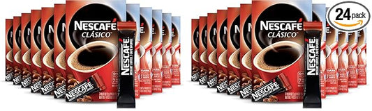 NESCAFE CLASICO, Dark Roast Instant Coffee, (168 Total packets),(Pack of 24)
