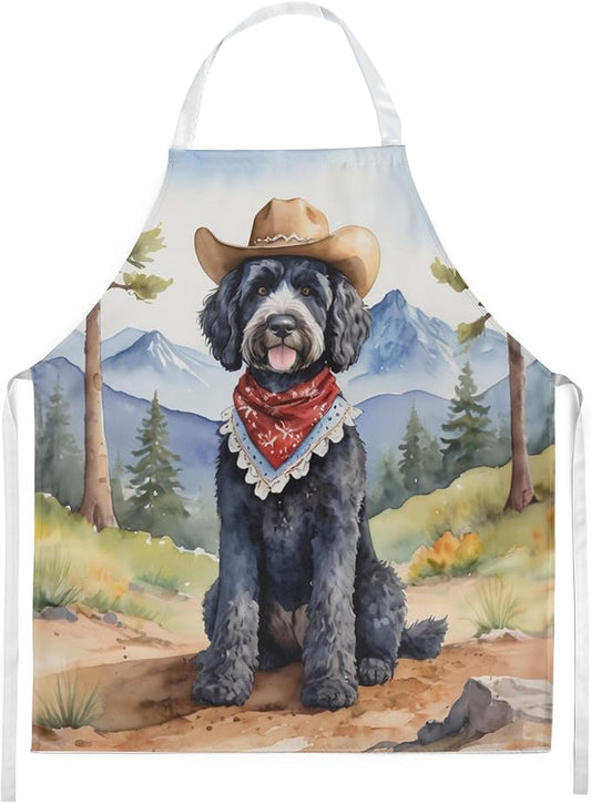 Caroline's Treasures Portuguese Water Dog Cowboy Welcome Apron Cooking Kitchen Server Baking Crafts Gardening for Adult Women Men, Unisex, Large, Multicolor