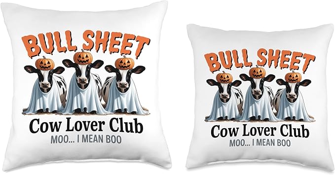 Bull Sheet Halloween Cow Ghost Pumpkin Funny Bovine Throw Pillow