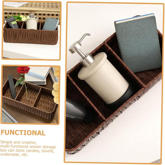 Capacity Woven Organizing Basket Woven Box for Desktop Decorative Storage