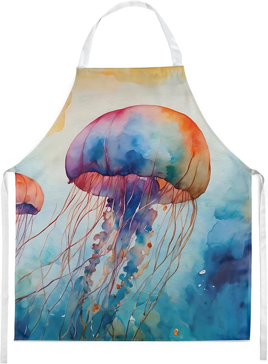 Caroline's Treasures Jellyfish Apron Cooking Kitchen Server Baking Crafts Gardening for Adult Women Men, Unisex, Large, Multicolor