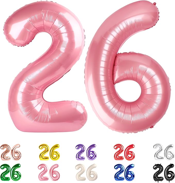Numbers 26 Balloons, 26 Balloons, 26th Pearl Pink Party Decorations 40 In Big 26th for Girl Boys Engagement, Wedding, Celebration Party, Graduations, Photo Shoot