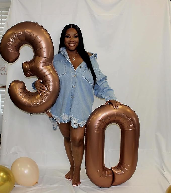 9Th Birthday Decorations 9 Number Balloons, Happy Birthday Decoration for 9th, Coffee Brown Balloon Numbers 40 Inch for Girls Boys Women Men Engagement, Bridal Shower Party