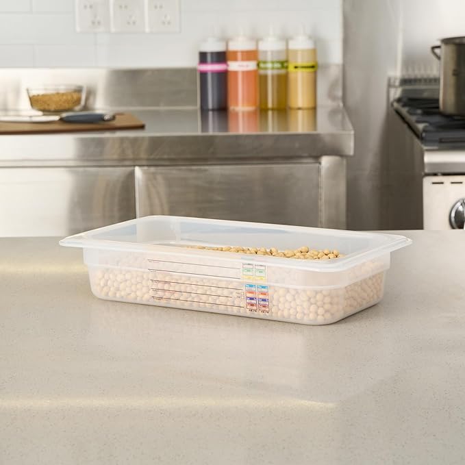 Restaurantware Food Storage Container 10 Pack of 12.7 x 6.8 x 2.5 Inches Plastic Stackable Storage Box White Reusable Label Container Dishwasher Safe For Restaurants And Kitchens