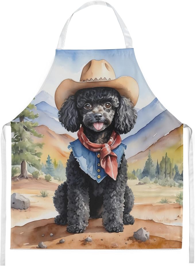 Caroline's Treasures Black Poodle Cowboy Welcome Apron Cooking Kitchen Server Baking Crafts Gardening for Adult Women Men, Unisex, Large, Multicolor