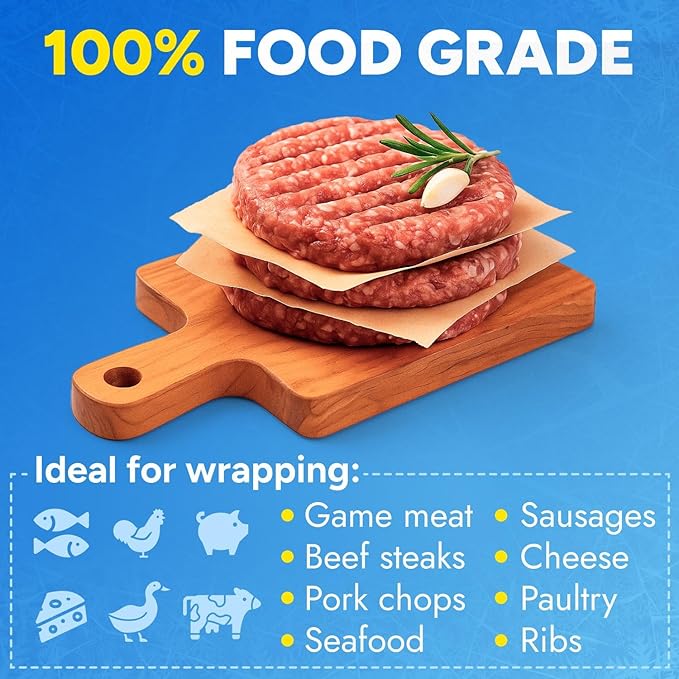 24" x 1200" (100') Made in USA Brown Freezer Paper Roll – Moisture-Resistant Wrap, Prevents Freezer Burn, Keeps Meat Fresh for up to 1 year – Plastic Coated Paper for Meat, Fish, and Poultry
