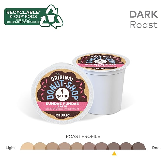 The Original Donut Shop Sundae Fundae One Step Latte, Keurig Single Serve K-Cup Pods, 20 Count (Pack of 2)