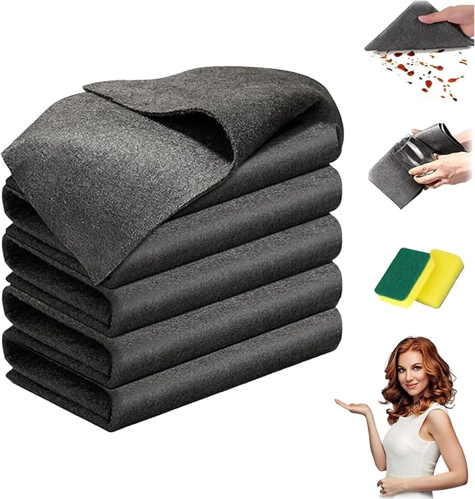 10 Pack Thickened Magic Cleaning Cloth for Stainless Steel, Thickened Dual-Sided Magic Cleaning Cloth, For Streak Free Cleaning, Glass, Windows, Kitchen Appliances, Reusable Absorbent Towels (5PC)