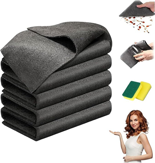 10 Pack Thickened Magic Cleaning Cloth for Stainless Steel, Thickened Dual-Sided Magic Cleaning Cloth, For Streak Free Cleaning, Glass, Windows, Kitchen Appliances, Reusable Absorbent Towels (5PC)