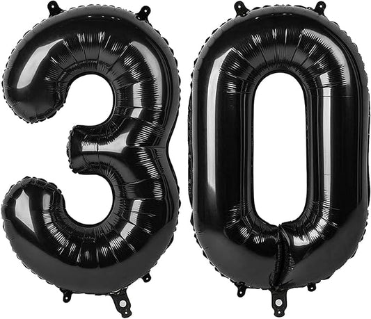 30Th Birthday Decorations For Her Him, Black Number 30 Balloons for 30 Birthday Decor, Happy 30th Party Photo Prop for Wedding Anniversaries Event Supplies
