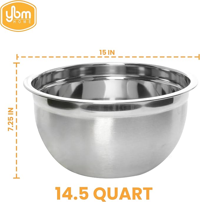 Ybmhome Deep Professional Quality Stainless Steel Mixing Bowl For Serving, Mixing Cooking and or Baking, 1192, silver, 18.5 quart (1192vc)