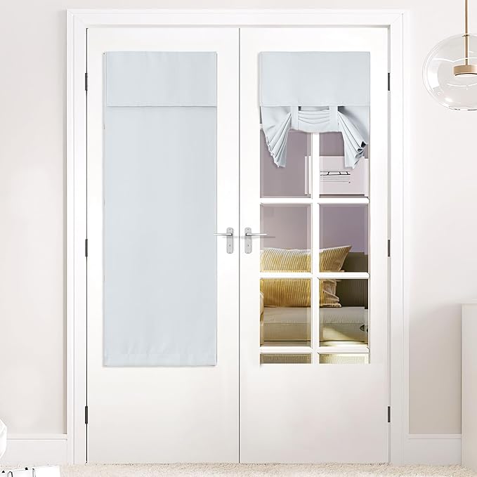 NICETOWN French Door Curtain for Side Window, Front Back Door Curtains for Window, Privacy Shades Thermal Insulated Covering, 1 Panel, W26 X L64, Greyish White