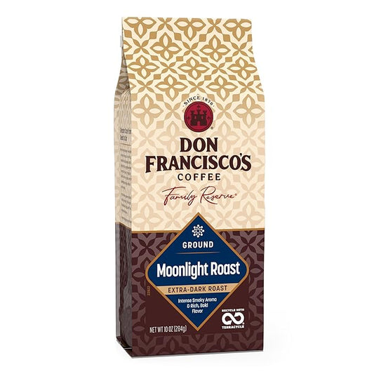Don Francisco's Moonlight Roast Ground Coffee, Extra Dark Roast – 100% Arabica Coffee, 10 oz Bag