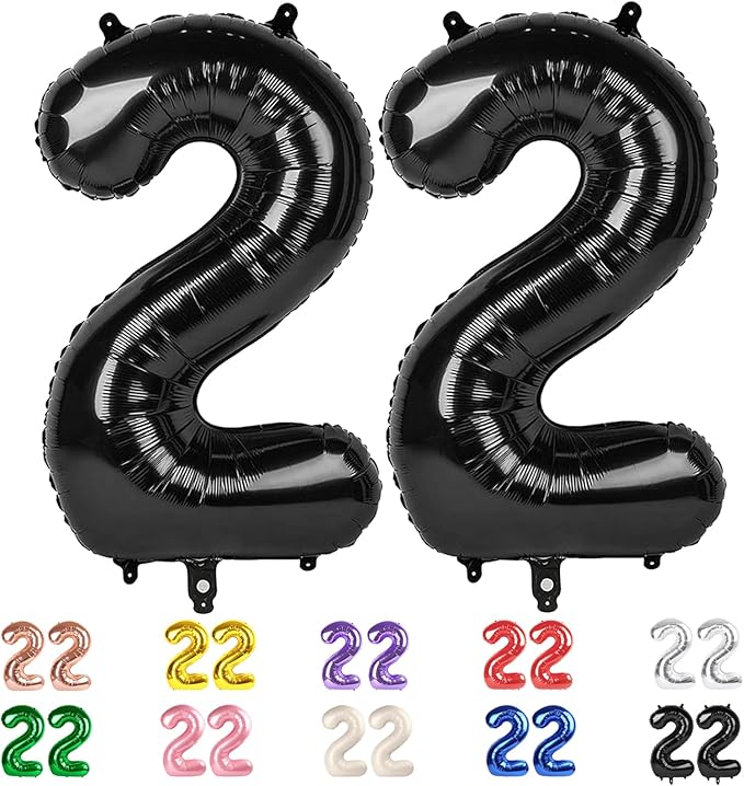 Numbers 22 Balloons, 22nd Black Party Decorations for Girl Boys, 40 In Big 22nd Balloons for Engagement, Wedding, Celebration Party, Graduations, Photo Shoot