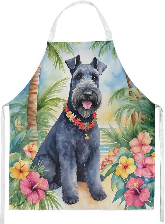 Caroline's Treasures Kerry Blue Terrier Luau Apron Cooking Kitchen Server Baking Crafts Gardening for Adult Women Men, Unisex, Large, Multicolor