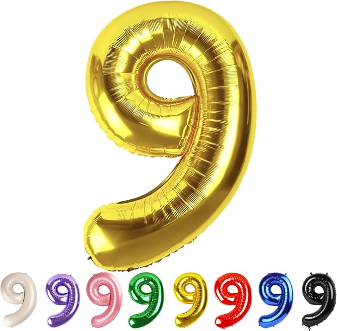 Numbers 9 Balloons Gold Party Decorations for Women Men, 40 In Big Balloons for Engagement, Wedding, Celebration Party, Graduations, Photo Shoot