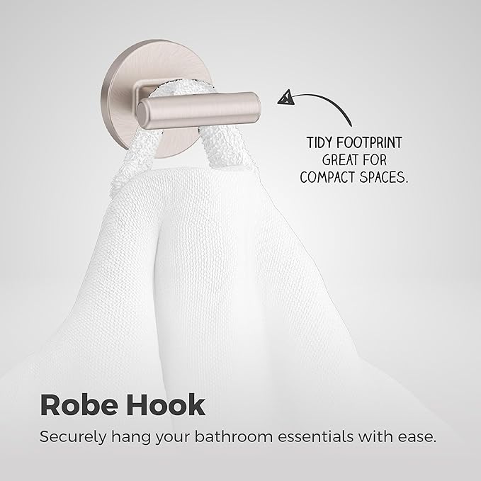 Pfister Capistrano Towel Hook, Bathroom Towel & Robe Hook, Wall-Mounted, Screw-in, Spot Defense Brushed Nickel Finish, BRHCSO0GS