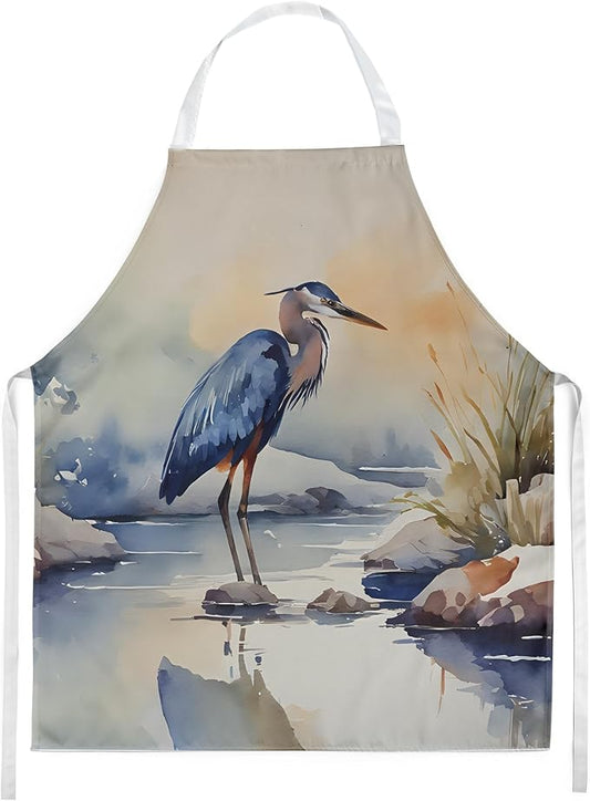 Caroline's Treasures Blue Heron Apron Cooking Kitchen Server Baking Crafts Gardening for Adult Women Men, Unisex, Large, Multicolor