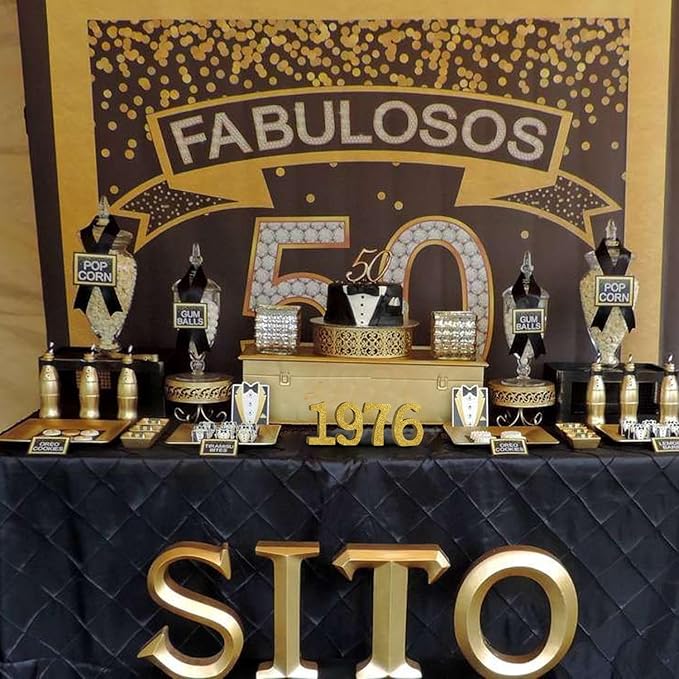 TONIFUL 4 Inch 1976 Gold Glitter Table Centerpiece Sign 1976 Number Block for 50th Birthday Decoration,Fifty Years Old Birthday Table Decoration,Class of 1976 Reunion Decorations or Anniversary