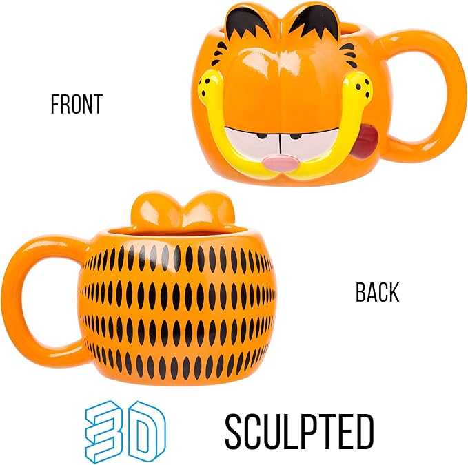 Silver Buffalo Garfield Ceramic 3D Sculpted Mug, 20 Ounces