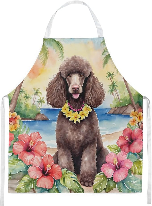 Caroline's Treasures Chocolate Poodle Luau Apron Cooking Kitchen Server Baking Crafts Gardening for Adult Women Men, Unisex, Large, Multicolor