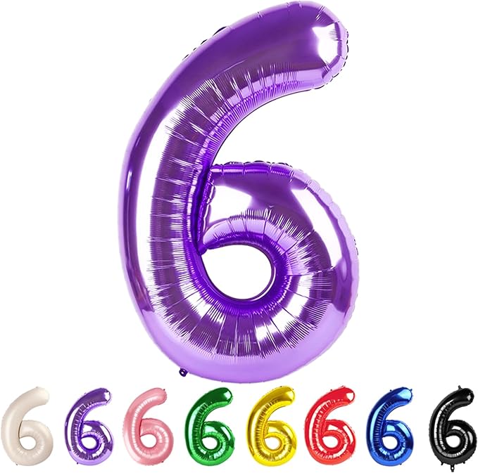Number 6 Balloons Purple Party Decorations for Girl Boys, 40 In Big 6th Balloons for Engagement, Wedding, Celebration Party, Graduations, Photo Shoot
