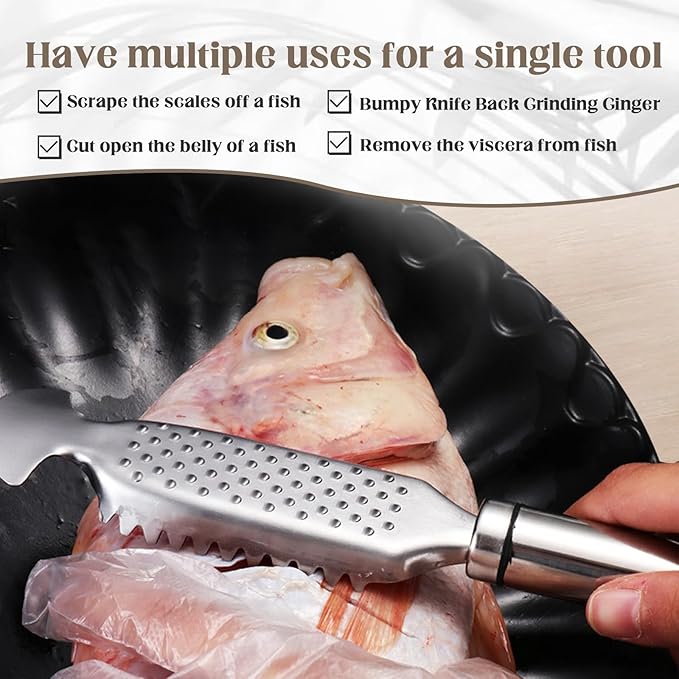 2 Pack Fish Scales Scraping Tool,Multifunction Stainless Steel Fish Scaler Remover, Kitchen Tools Scale-scraping Crafts for Home Market Restaurant