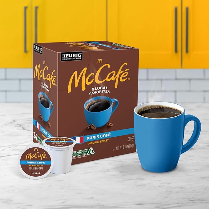 McCafe Paris Café, Single Serve Coffee Keurig K-Cup Pods, Medium Roast Coffee, 96 Count (4 Packs of 24)