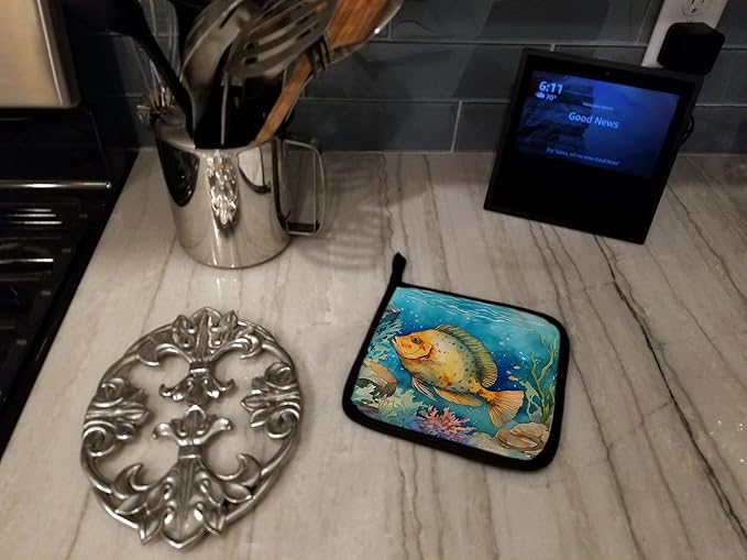 Caroline's Treasures Flounder Pair of Pot Holders Kitchen Heat Resistant Pot Holders Sets Oven Hot Pads for Cooking Baking BBQ, 7 1/2 x 7 1/2