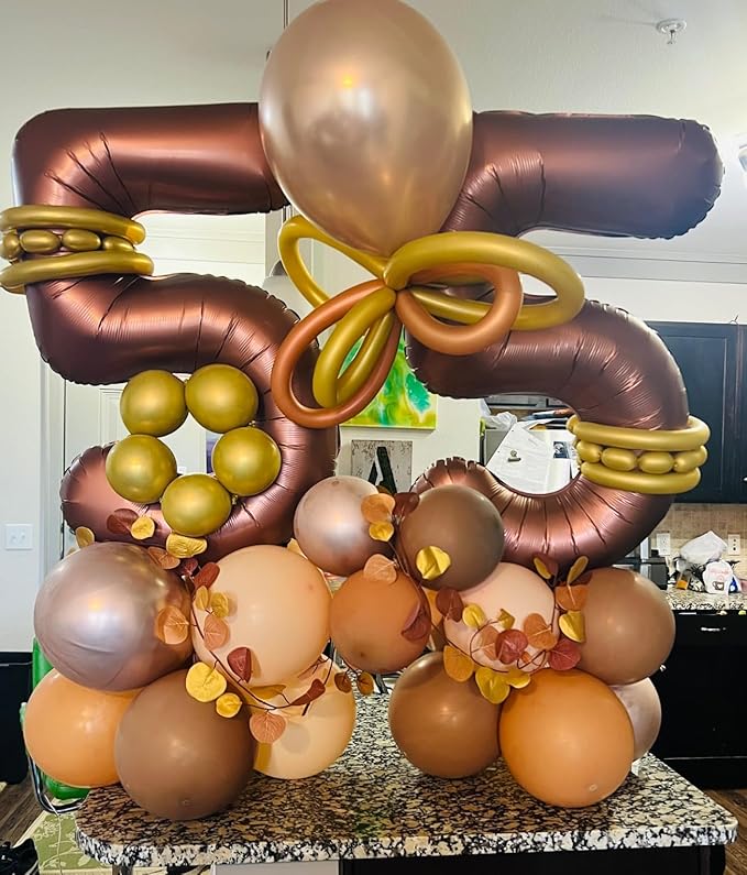 Balloons Number 5, Coffee Brown Balloon Numbers for Girls Boys 40 Inch Happy Birthday Decorations for 5 15 25 2025 Graduation Wedding Anniversaries
