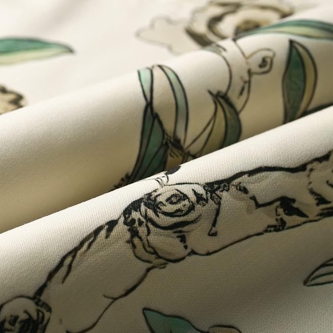 Leeva Flower Botanical Kitchen Valance, Prevent Glare Decorative Print Window Treatment, Farmhouse Style Valance for Bedroom, Rod Pocket, W 52 x L 18 Inches