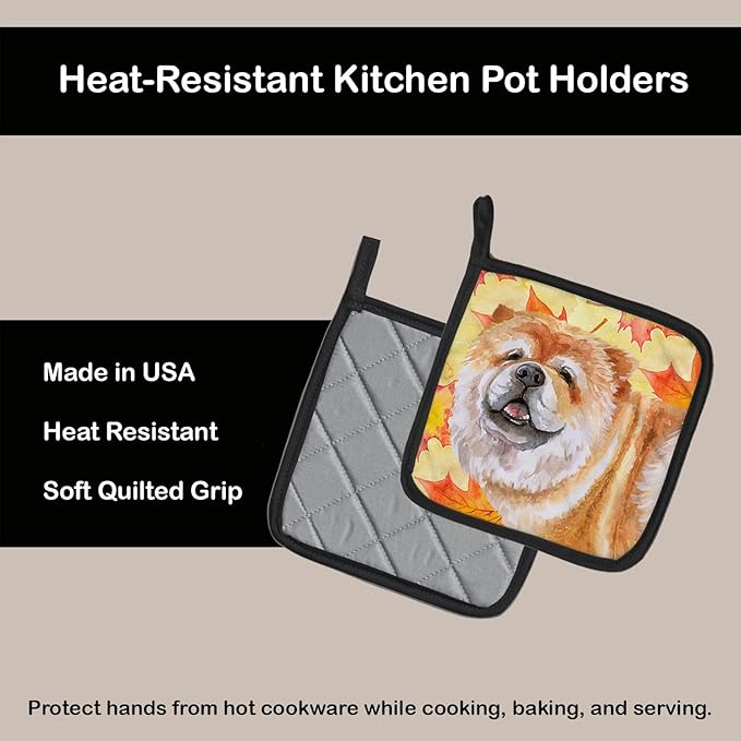Caroline's Treasures BB9956PTHD Cane Corso Fall Pair of Pot Holders, Yellow Kitchen Heat Resistant Pot Holders Sets Oven Hot Pads for Cooking Baking BBQ, 7 1/2 x 7 1/2