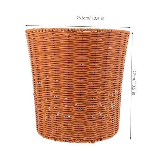 Woven Multi-Function Storage Basket Lightweight Imitation Rattan Trash Bin for Bedroom Kitchen Organizing Versatile Decorative Wastebasket for Various Uses